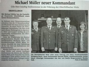 Neuer Kommandant Michael Mueller 2003 Zeitungsausschnitt
