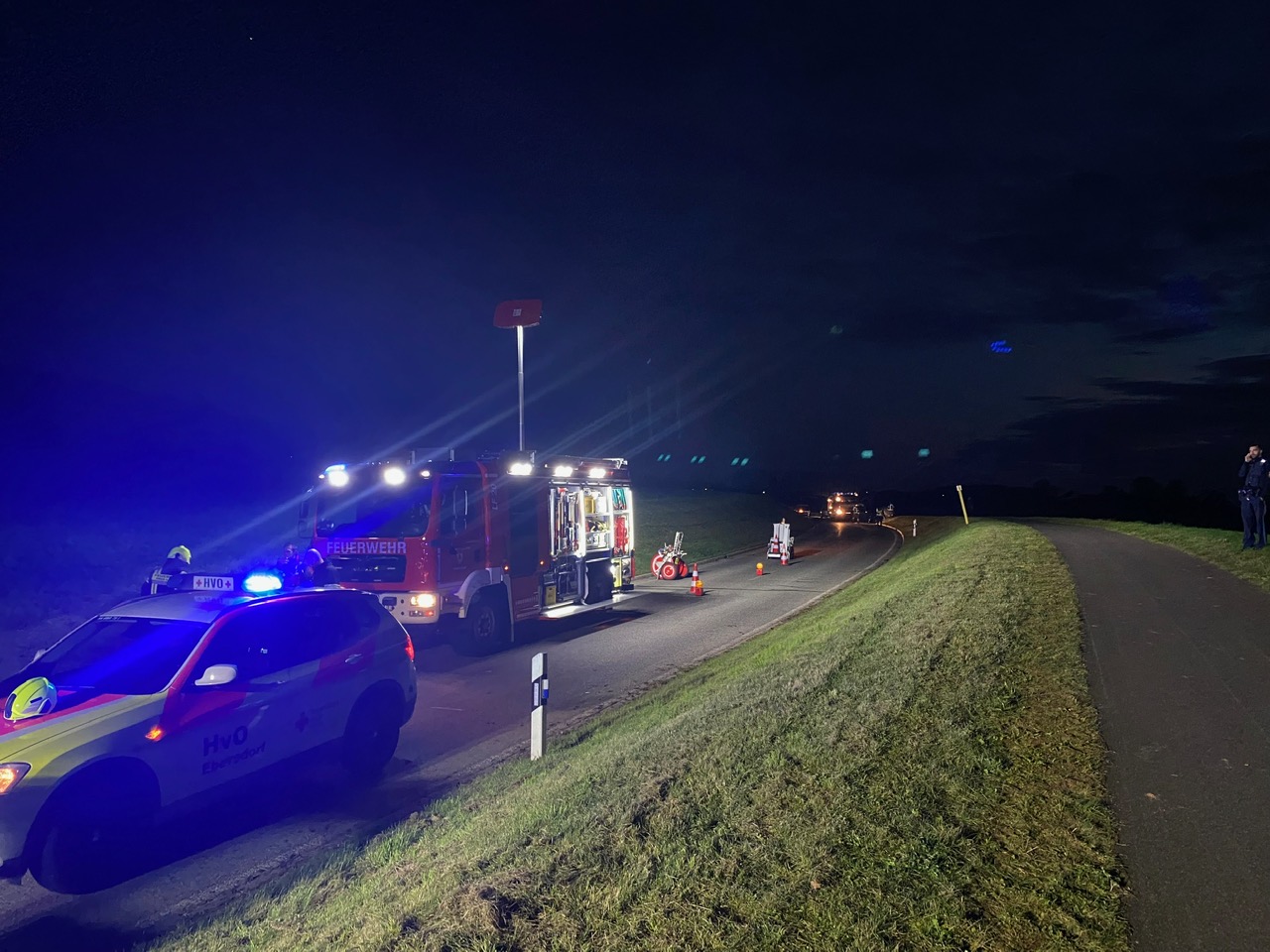 Unfall Oberfüllbach Friesendorf Feuerwehr HVO Ausleuchtung